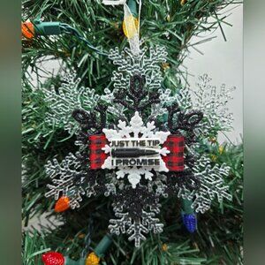 NWT Just the Tip I Promise Ornament Snowflake 2A Bullet Guns Holiday Seasonal
